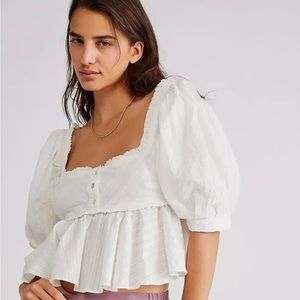Free People Leave It To Me Top (white babydoll top)